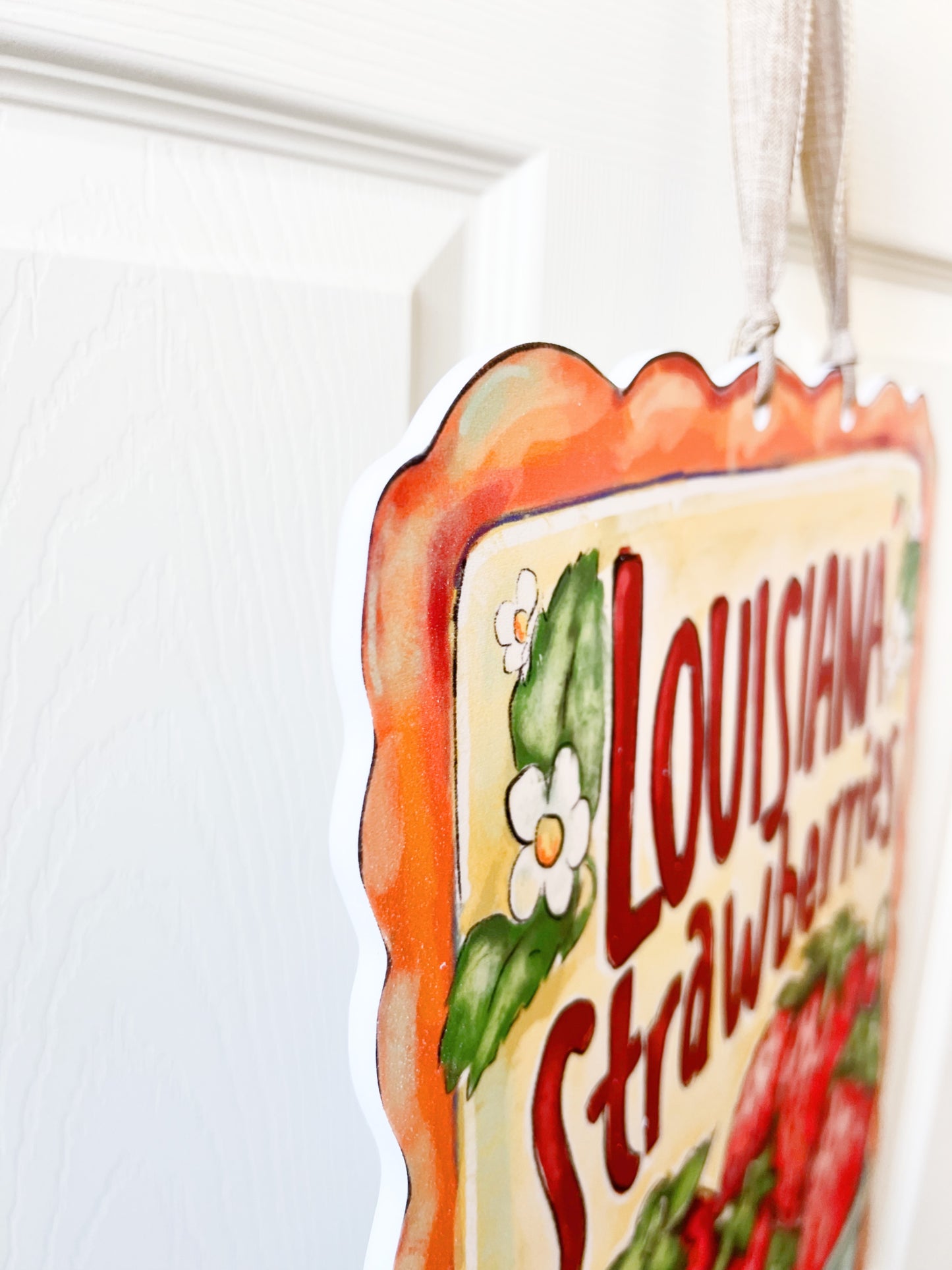 Louisiana Strawberries Door Hanger Springtime Berry Outdoor