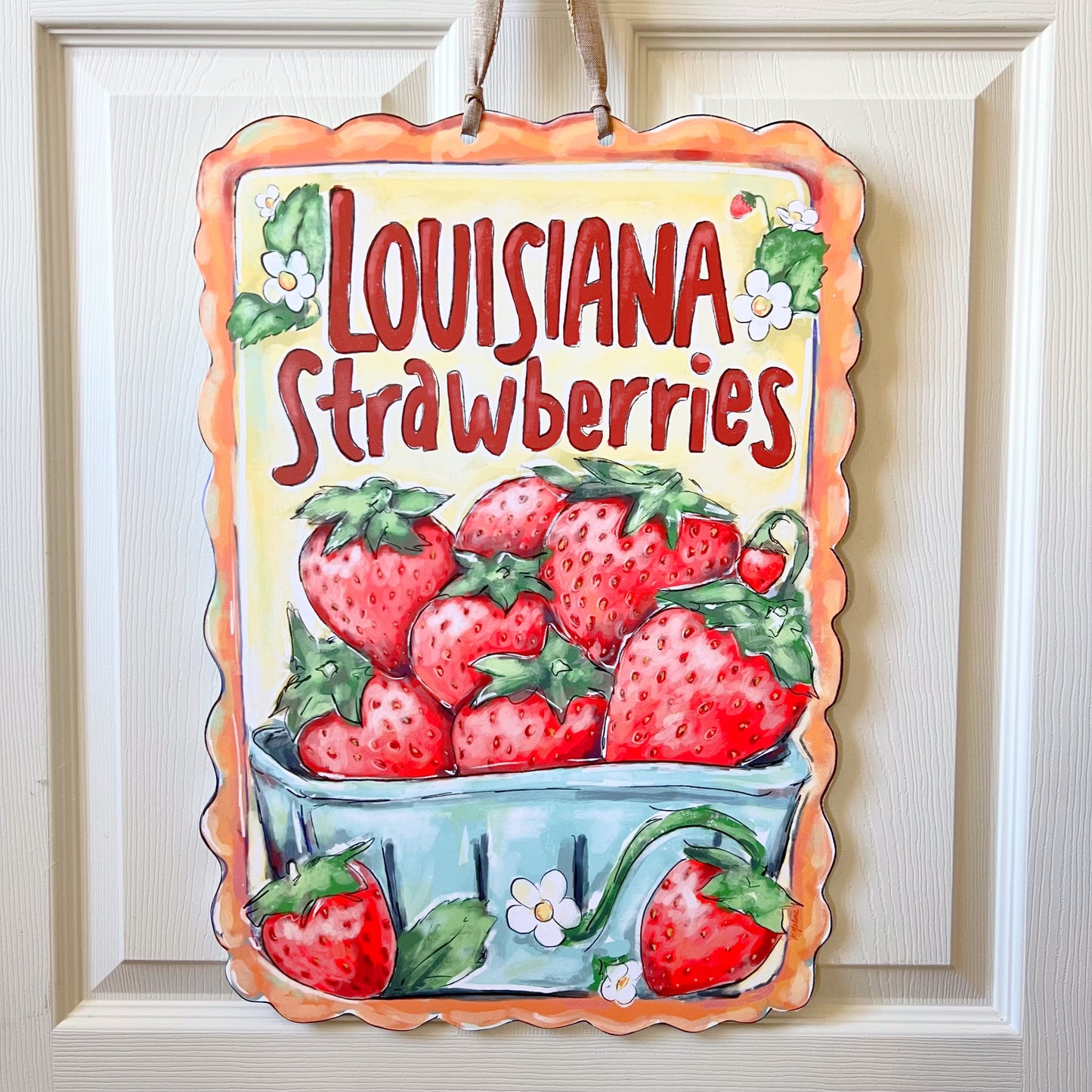 Louisiana Strawberries Door Hanger Springtime Berry Outdoor