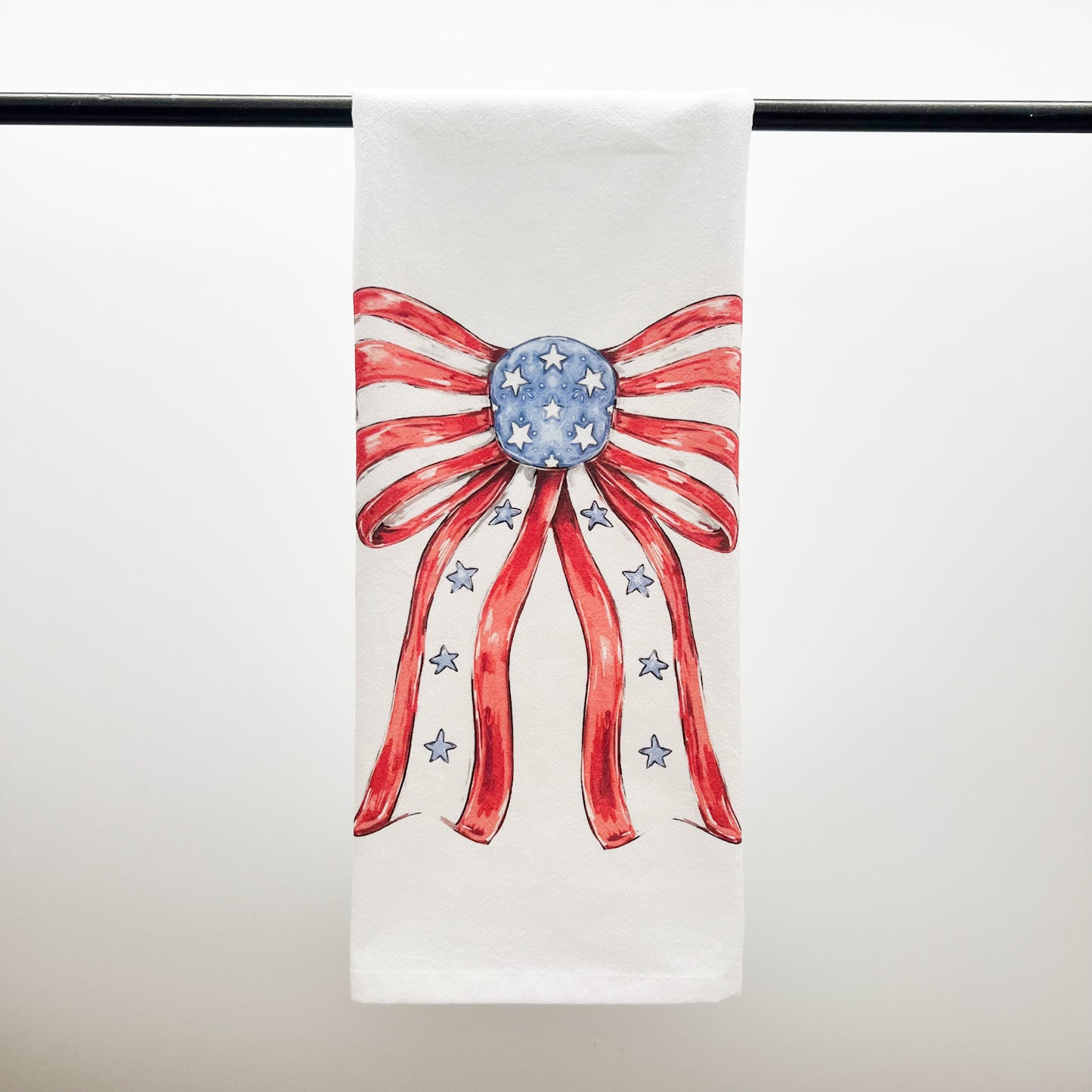 Patriotic Bow Tea Towel-Stars and Stripes July 4th Coquette