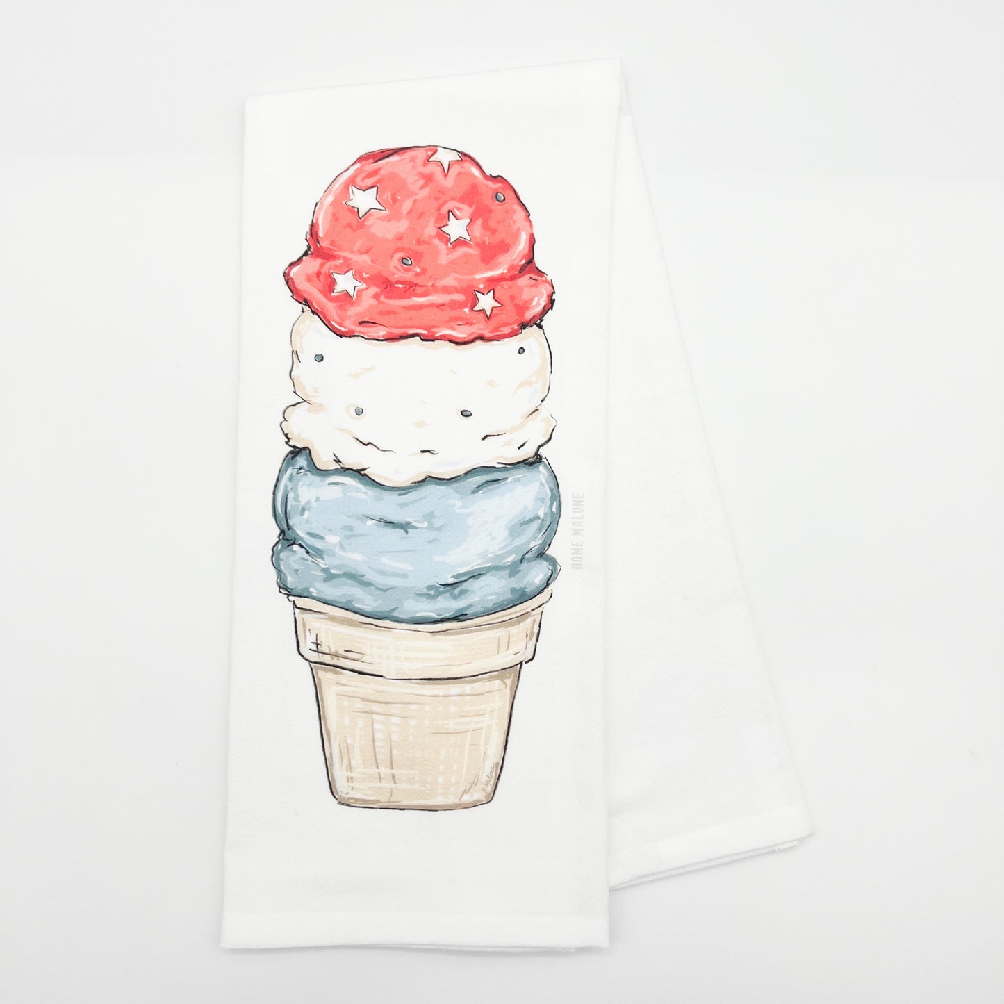 Patriotic Ice Cream Tea Towel-Summer Treat July 4th Decor