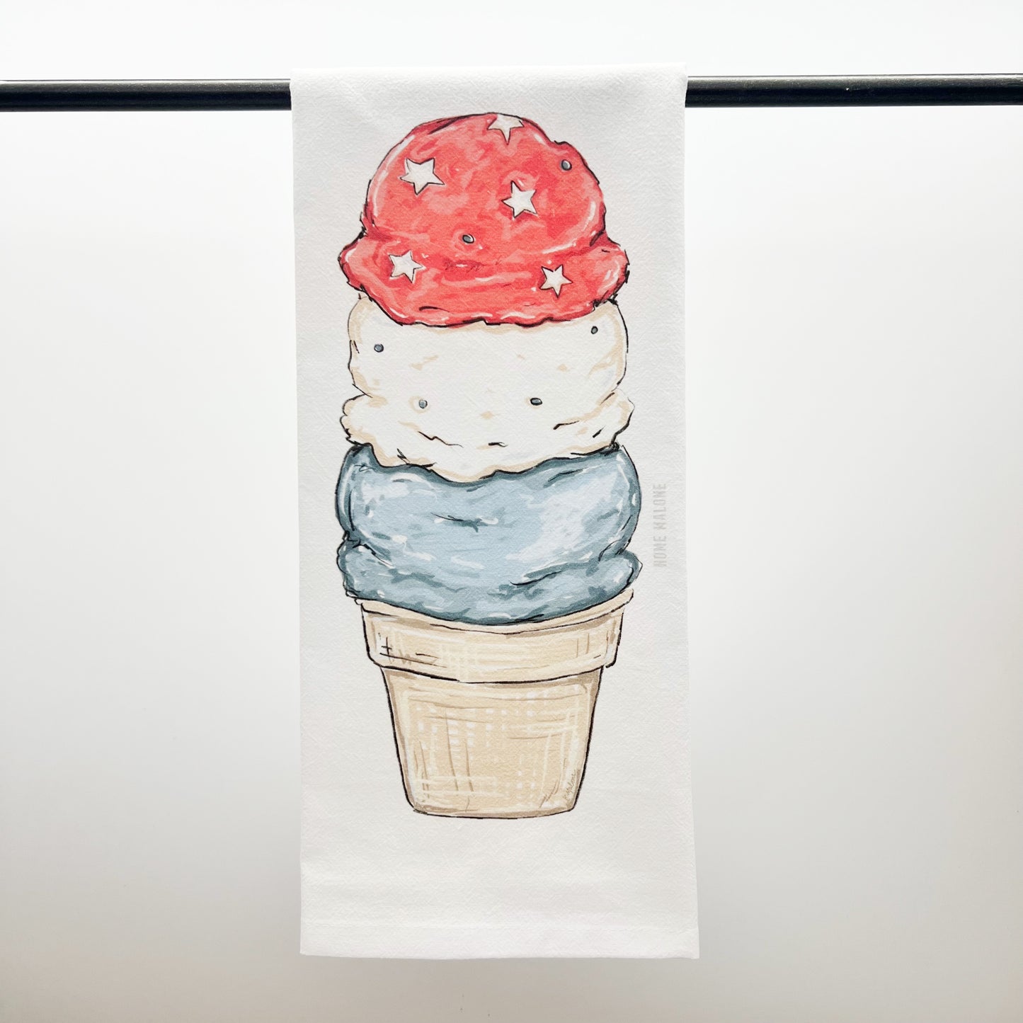 Patriotic Ice Cream Tea Towel-Summer Treat July 4th Decor