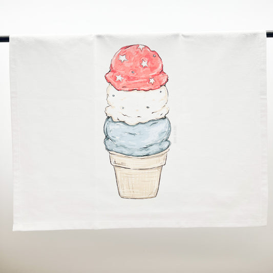 Patriotic Ice Cream Tea Towel-Summer Treat July 4th Decor