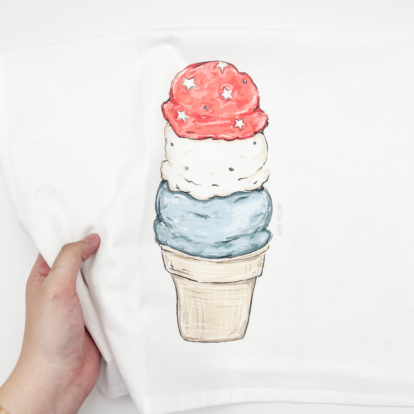 Patriotic Ice Cream Tea Towel-Summer Treat July 4th Decor