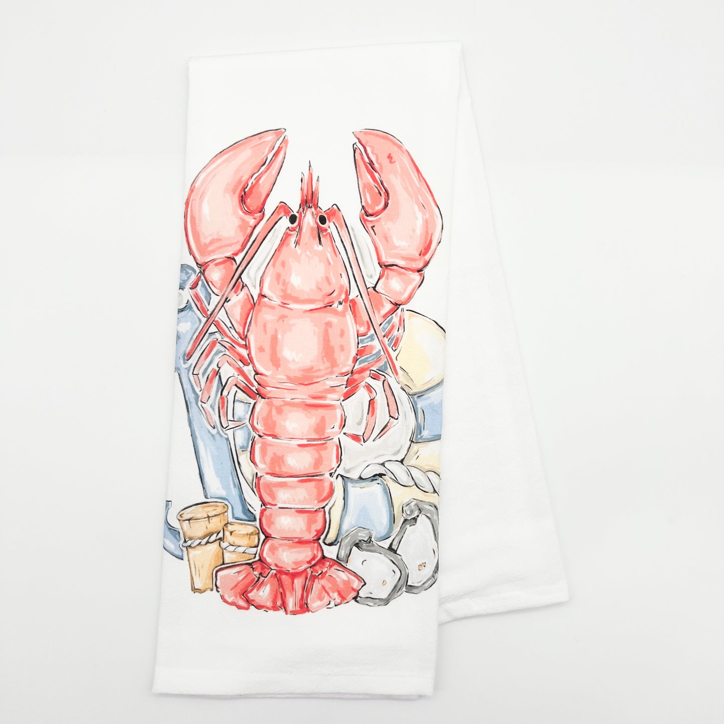 Coastal Lobster Tea Towel-Seafood New England Crawfish Decor