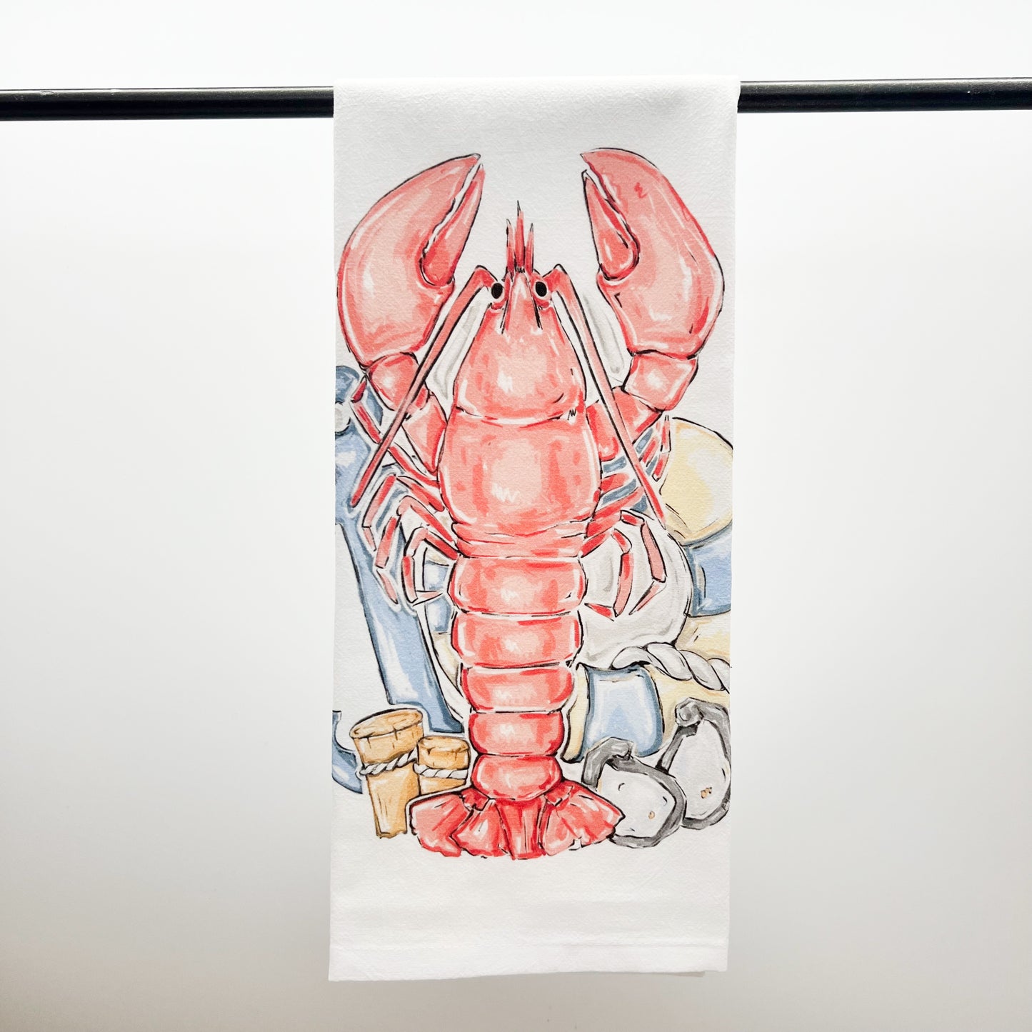 Coastal Lobster Tea Towel-Seafood New England Crawfish Decor