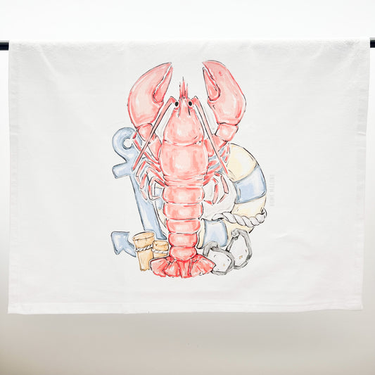 Coastal Lobster Tea Towel-Seafood New England Crawfish Decor