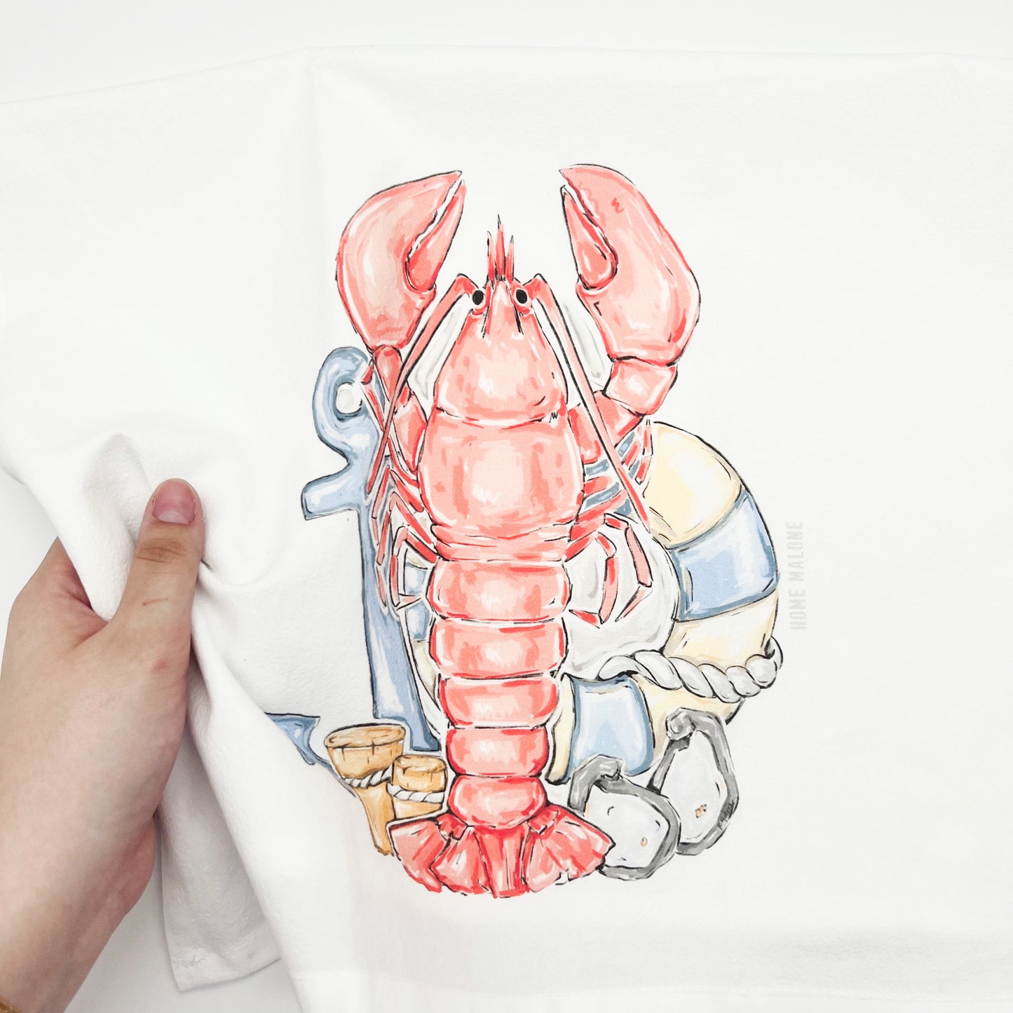 Coastal Lobster Tea Towel-Seafood New England Crawfish Decor