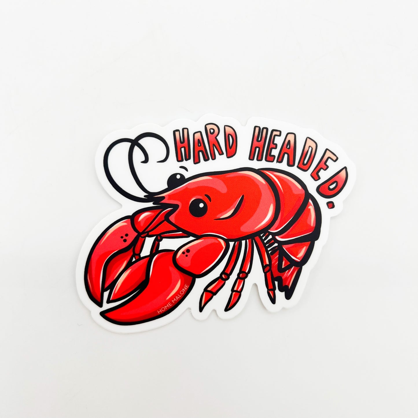 Hard Headed Sticker-Crawfish Funny Cute Laptop Bottle Decal