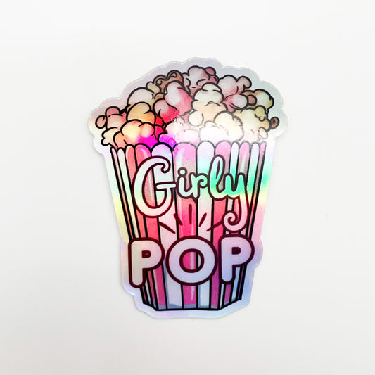 Girly Pop Holographic Sticker-Cute Popcorn Shiny Decal