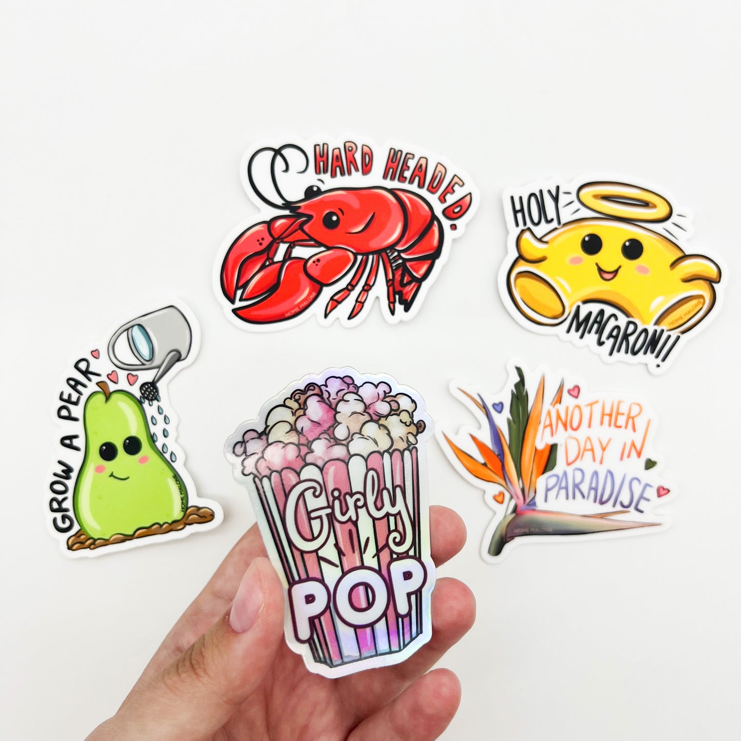 Girly Pop Holographic Sticker-Cute Popcorn Shiny Decal