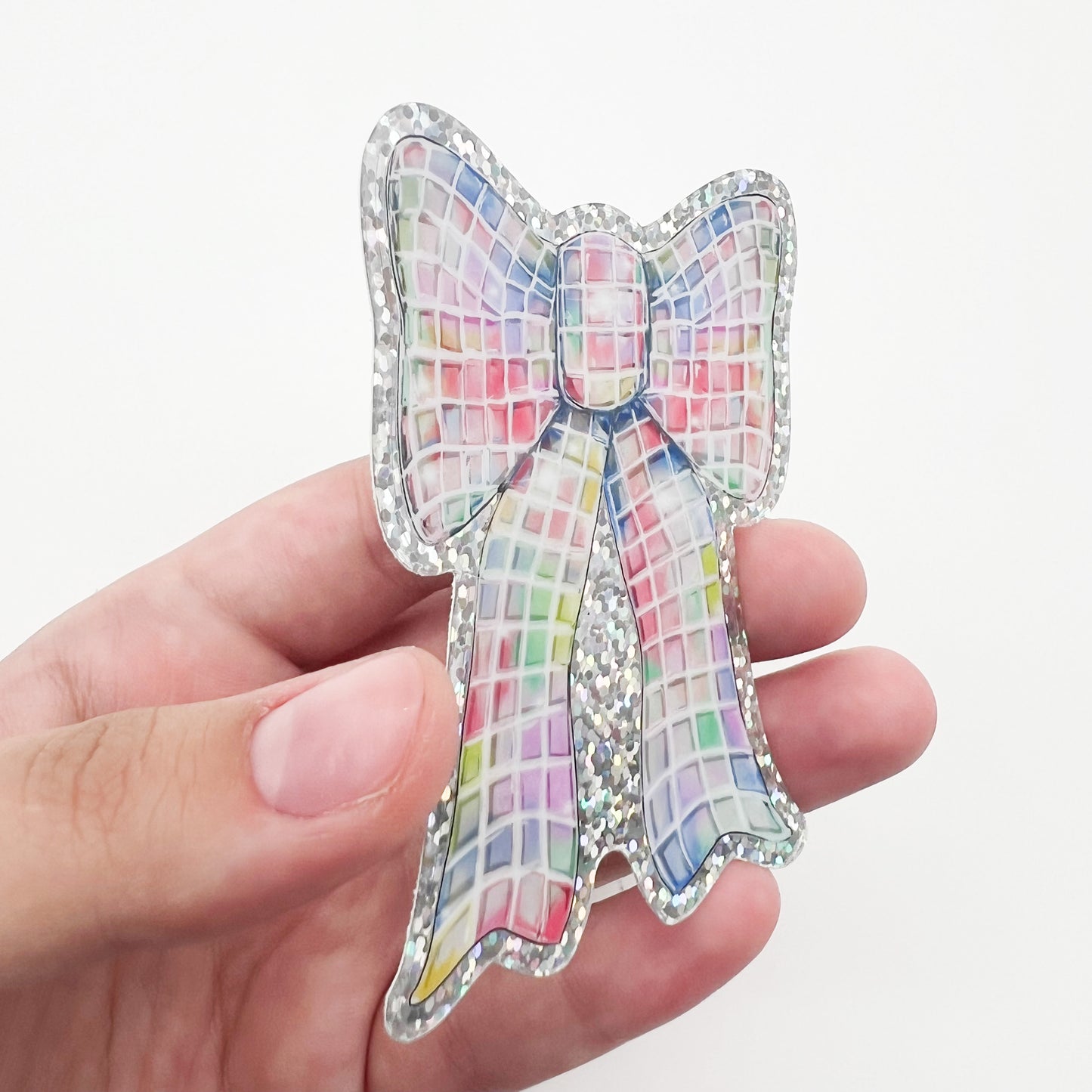 Disco Bow Holographic Sticker - Fun Ribbon Cute Bottle Decal