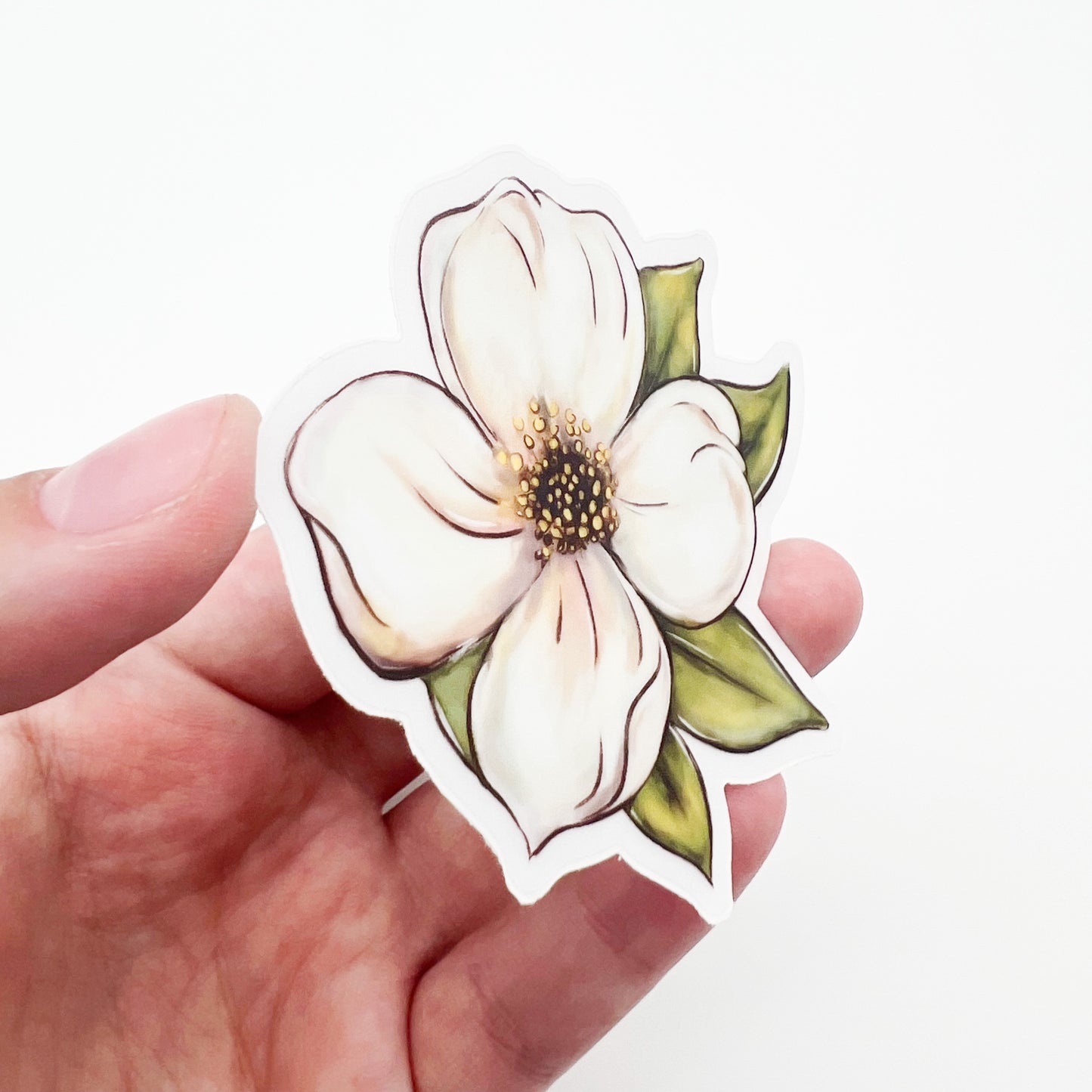 White Dogwood Flower Sticker - Pretty Southern Floral Decal