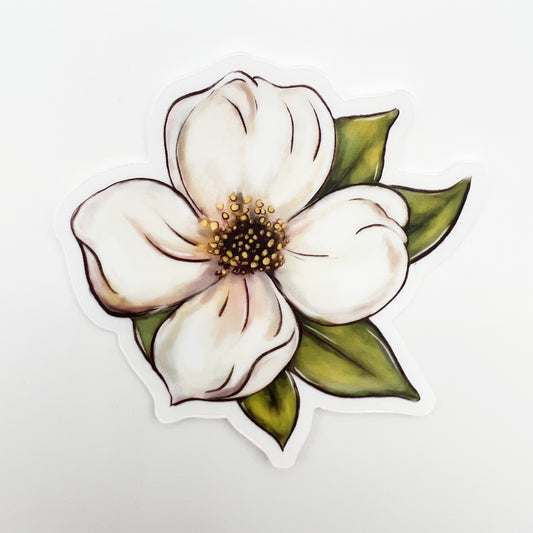 White Dogwood Flower Sticker - Pretty Southern Floral Decal