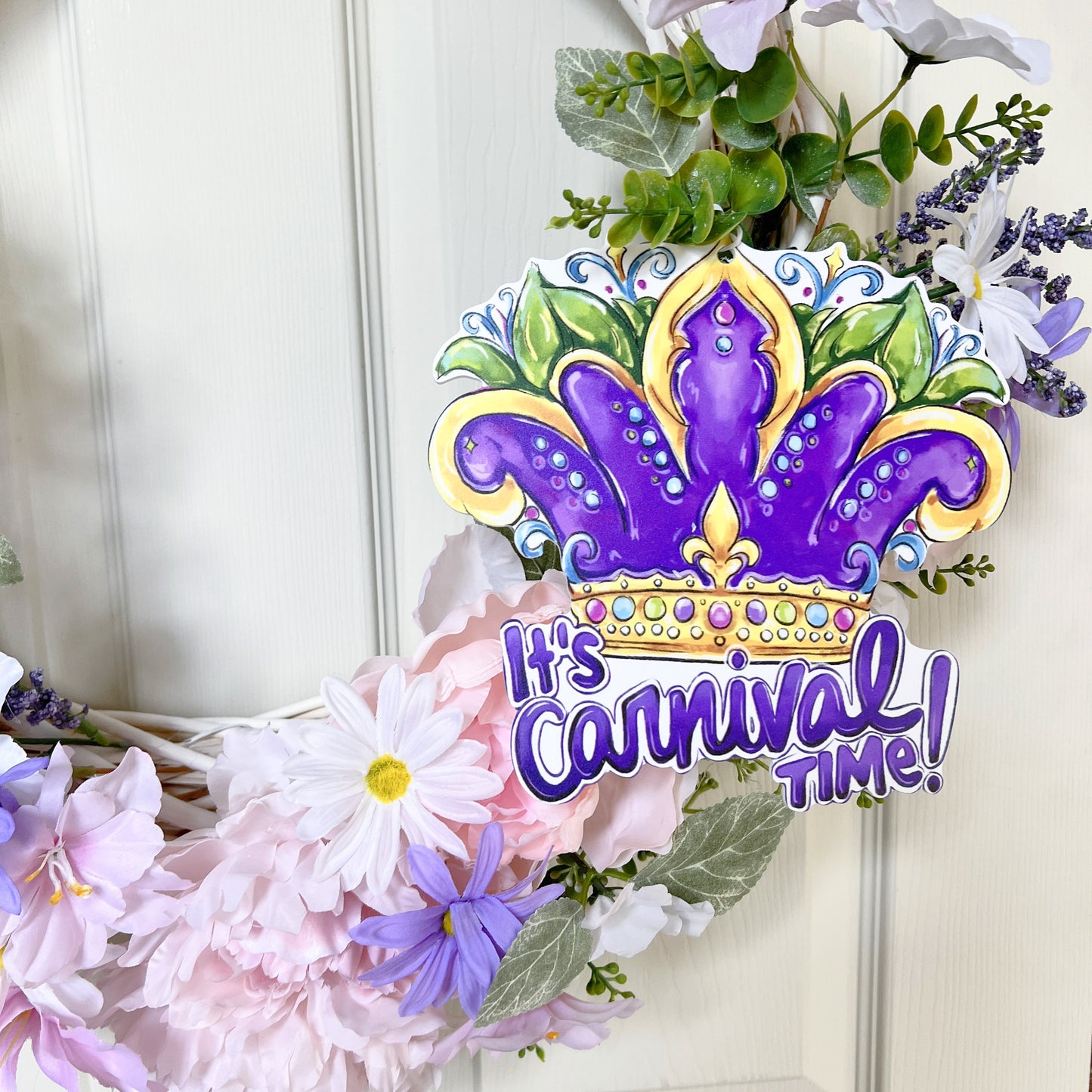 Carnival Time Queen Crown Decornament-Mardi Gras Wreath