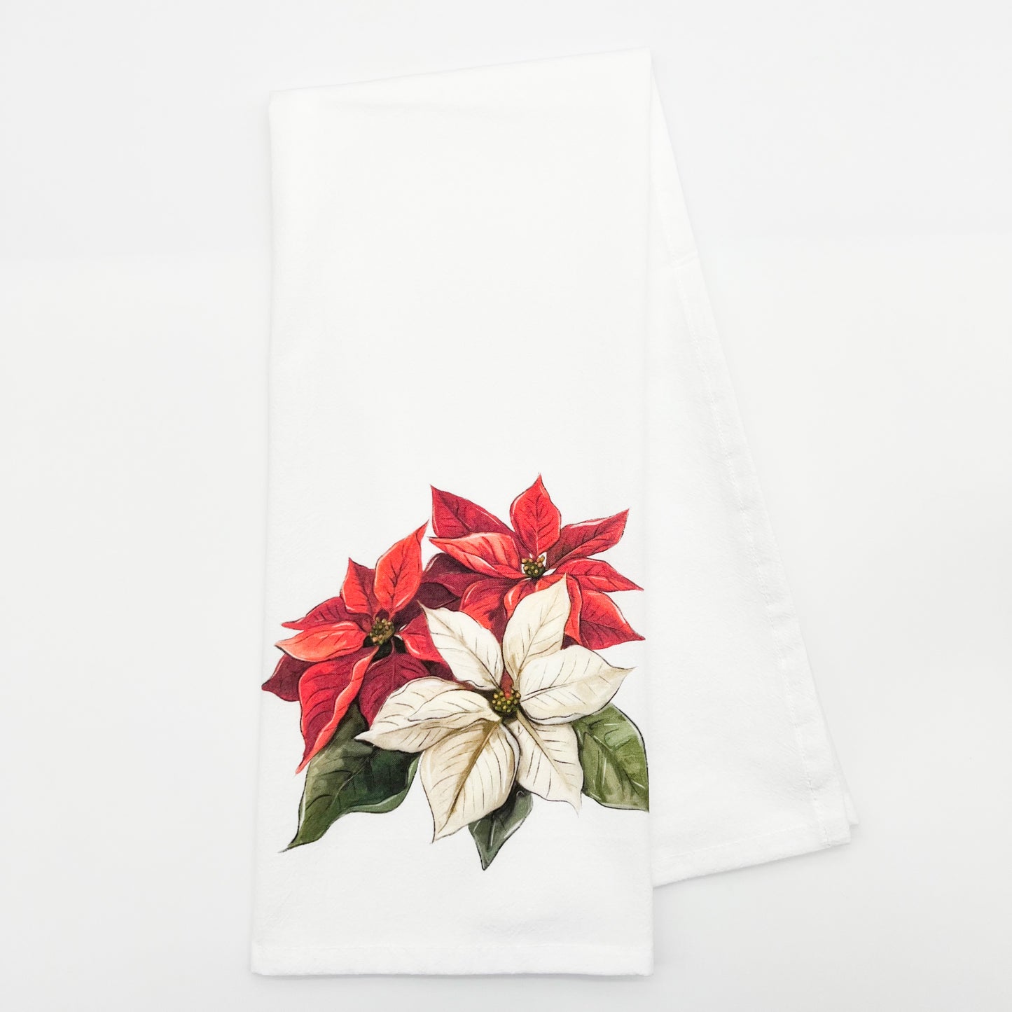 Poinsettias Tea Towel Christmas Holiday Kitchen Decorations