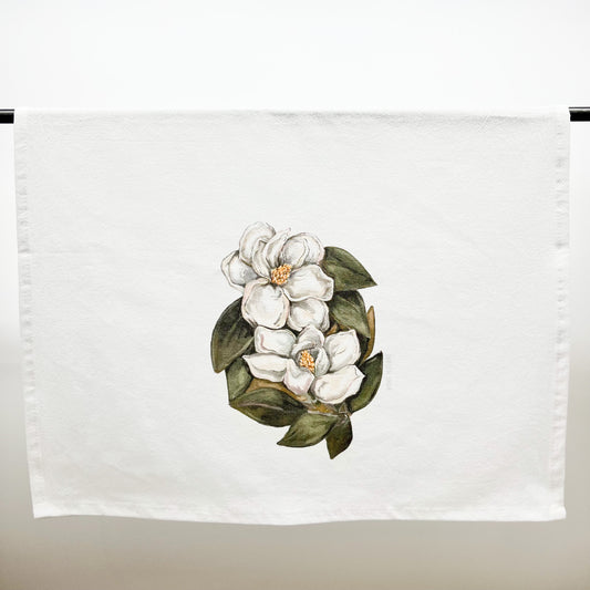 Double Magnolia Tea Towel-Southern Floral Kitchen Decor