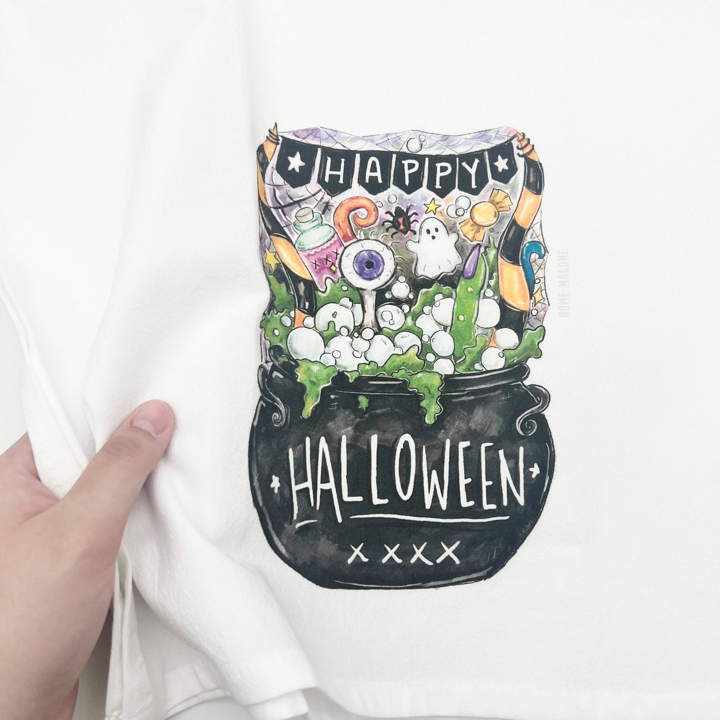 Halloween Cauldron Tea Towel