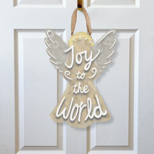 Joy To The World Angel Door Hanger