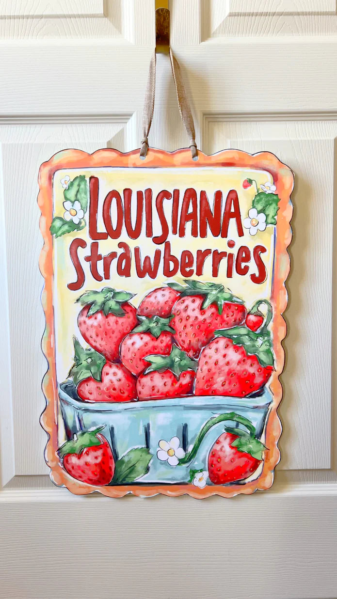 Louisiana Strawberries Door Hanger Springtime Berry Outdoor