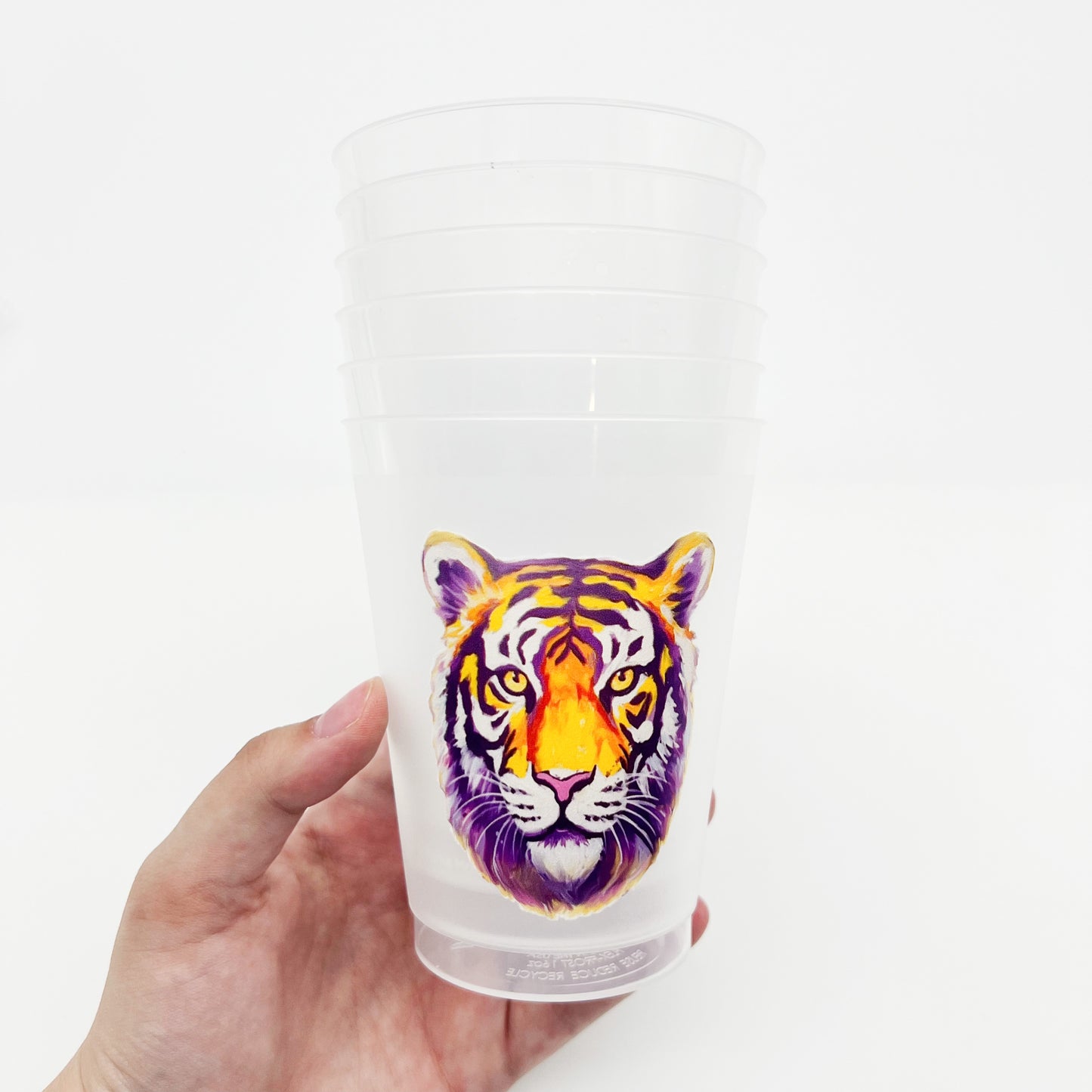 Purple and Gold Tiger Head Party Cup Set