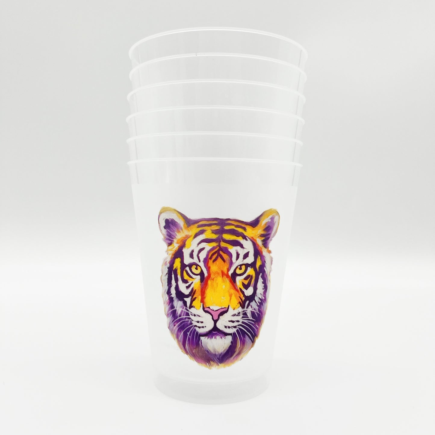 Purple and Gold Tiger Head Party Cup Set