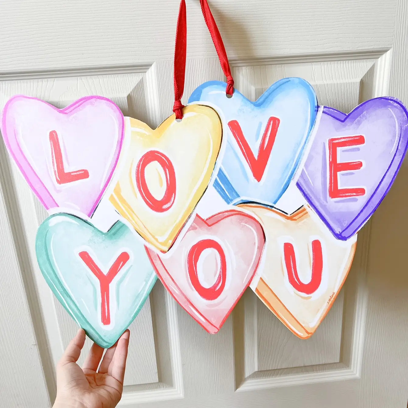 Love You Conversation Hearts Door Hanger