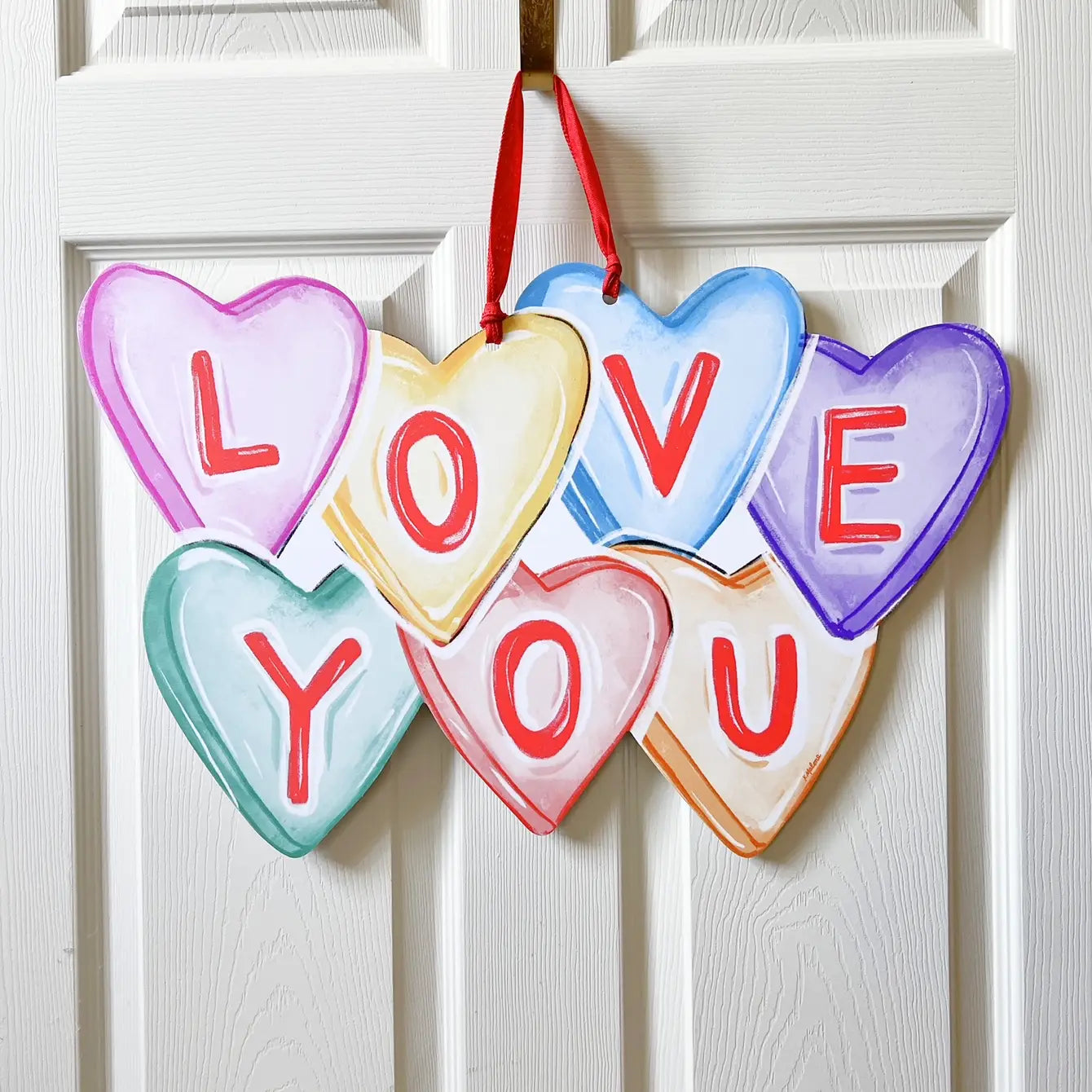 Love You Conversation Hearts Door Hanger