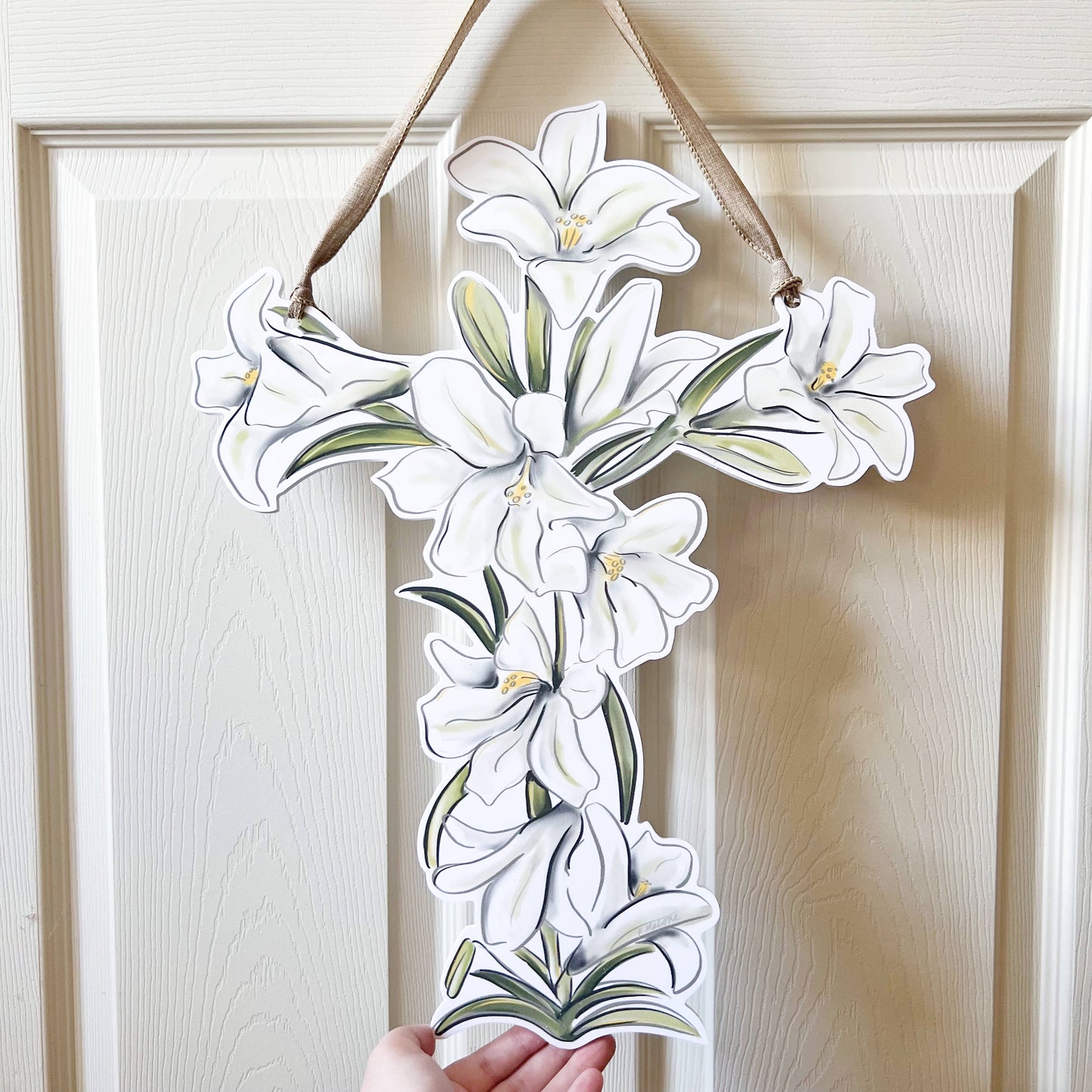 Easter Lily Cross Door Hanger