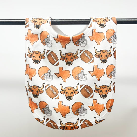 Longhorn Football Baby Bib-Texas Gift New Baby Arrival