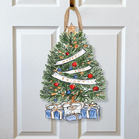 Merry & Bright Christmas Tree Door Hanger