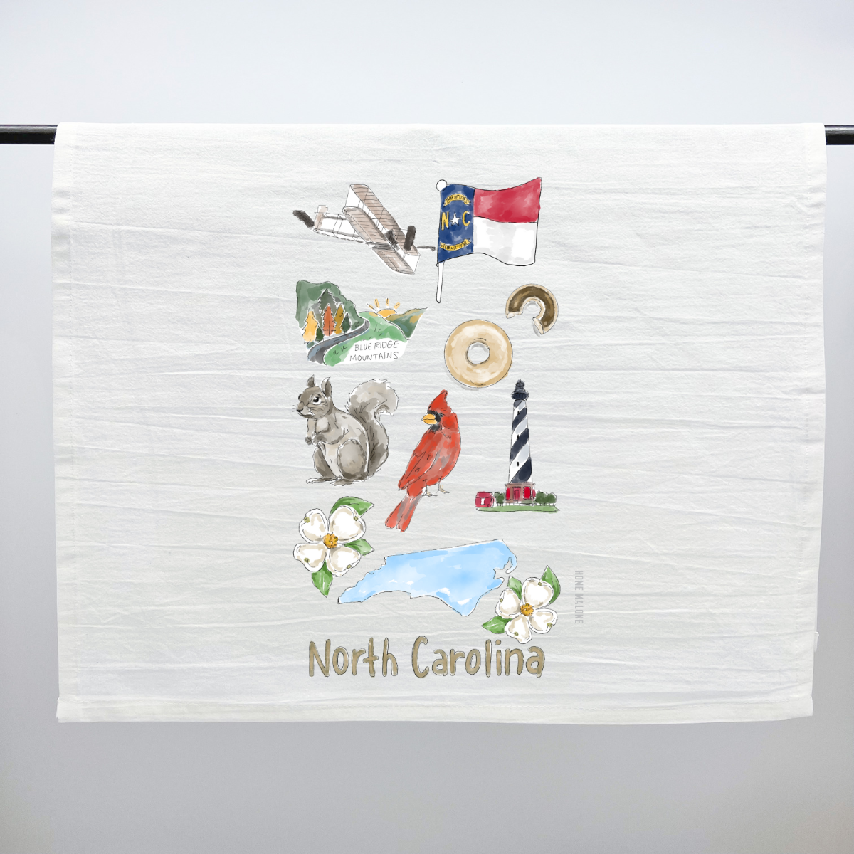 North Carolina Icons Tea Towel