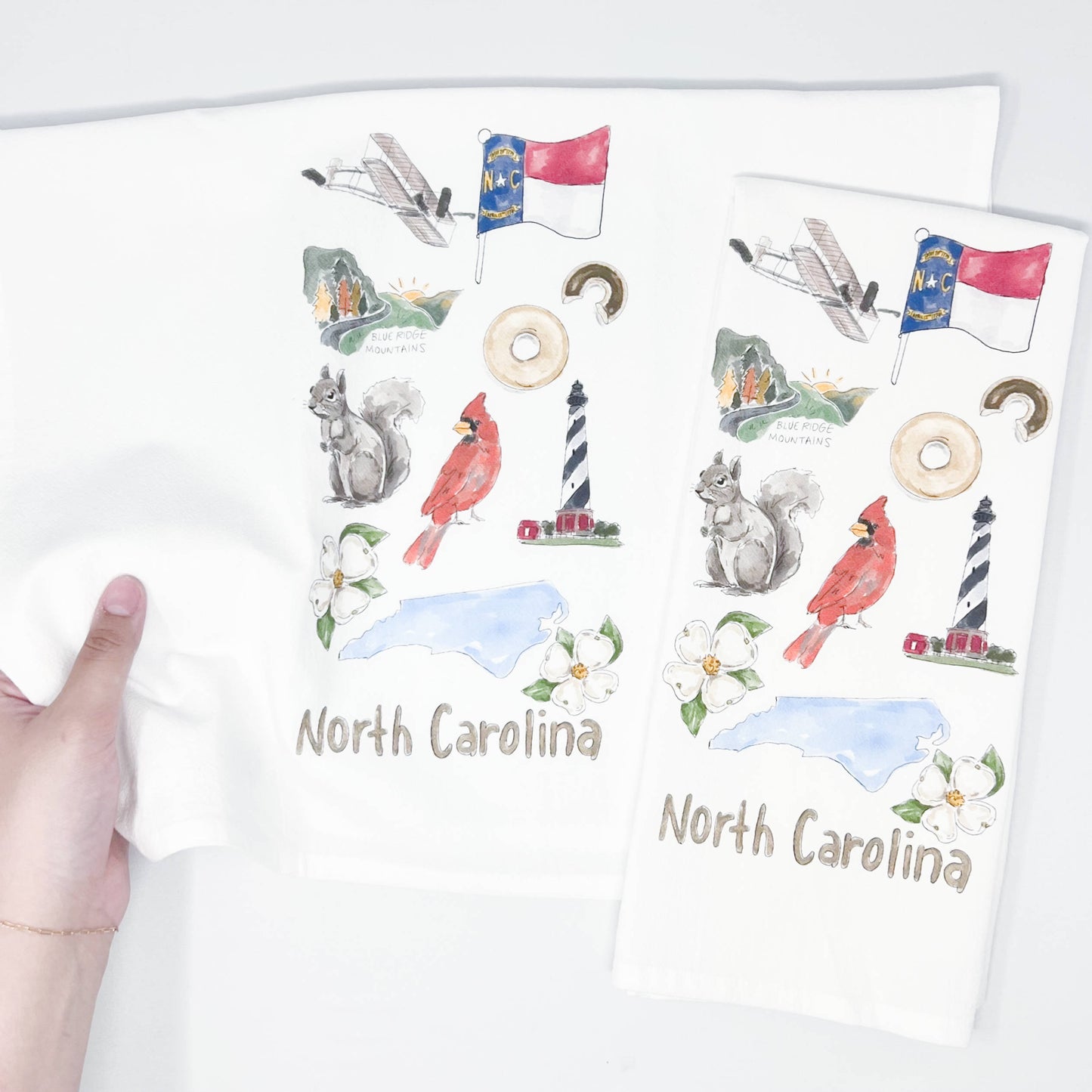 North Carolina Icons Tea Towel