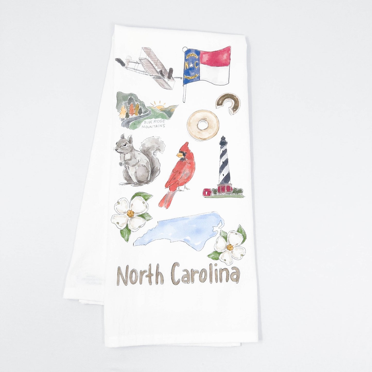 North Carolina Icons Tea Towel