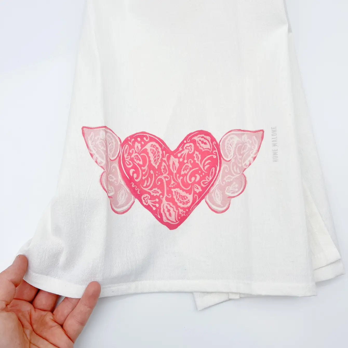 Chinoiserie Winged Heart Tea Towel