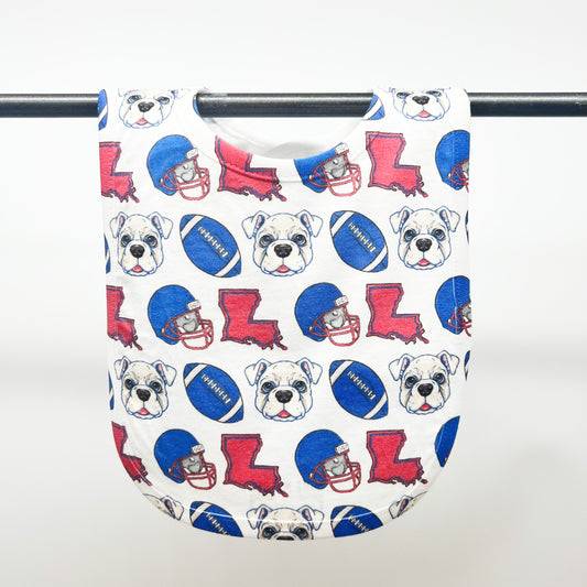 Red + Blue Bulldog Football Baby Bib-New Arrival Gift