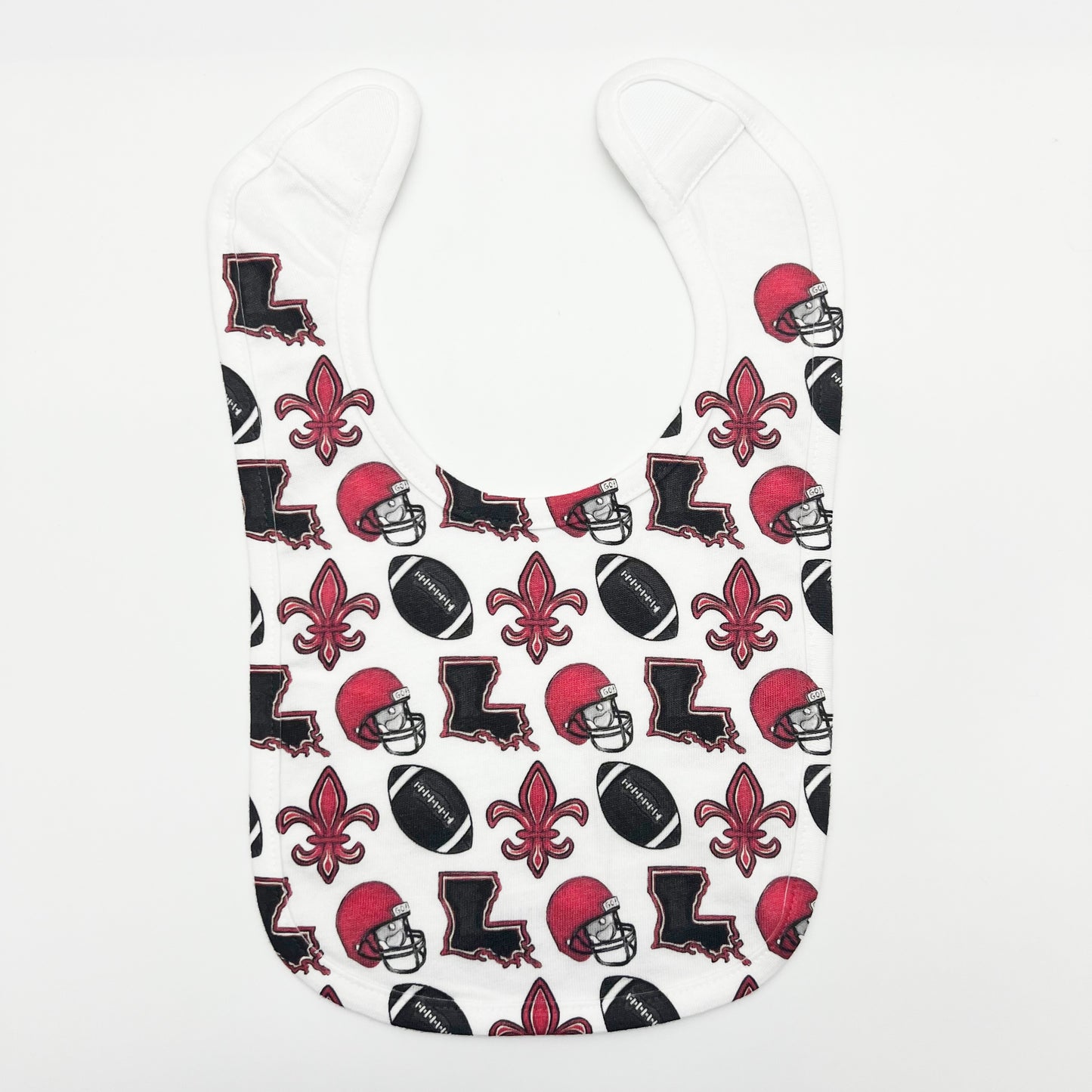 Black + Red Louisiana Football Baby Bib-ULL Lafayette Gift