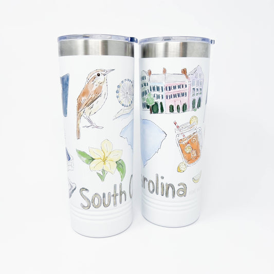 South Carolina Icons Skinny Tumbler 22oz