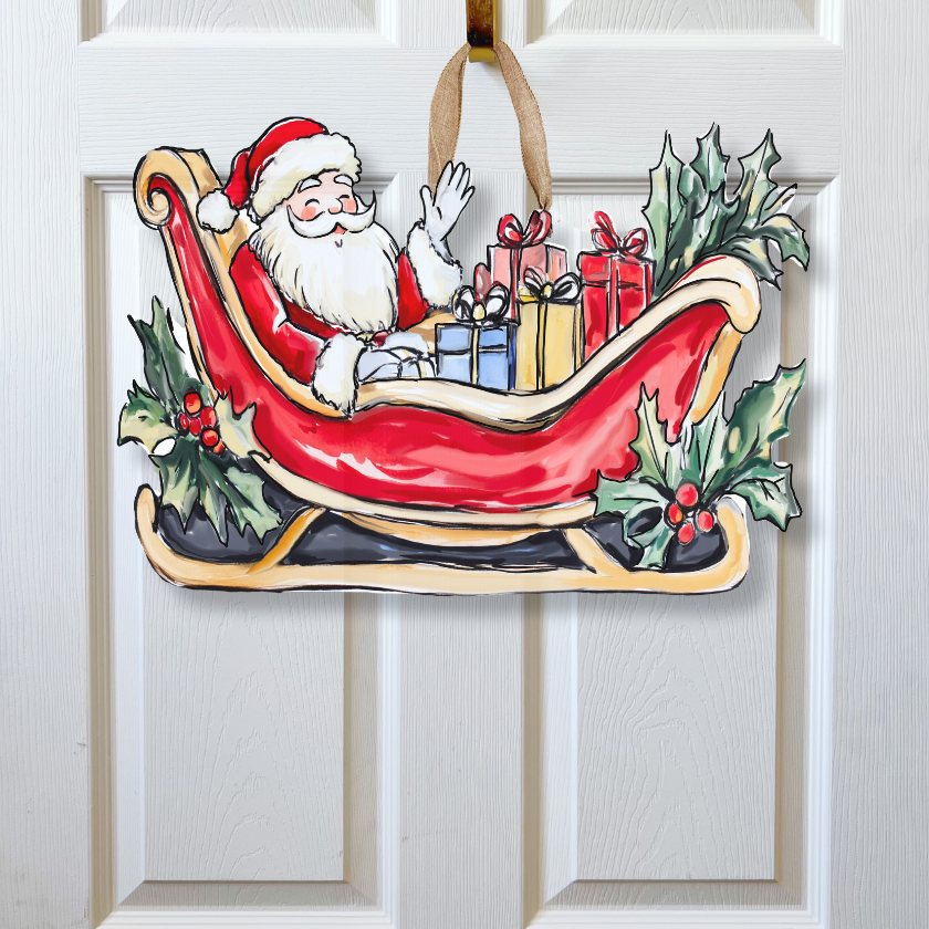 Santa Sleigh Door Hanger