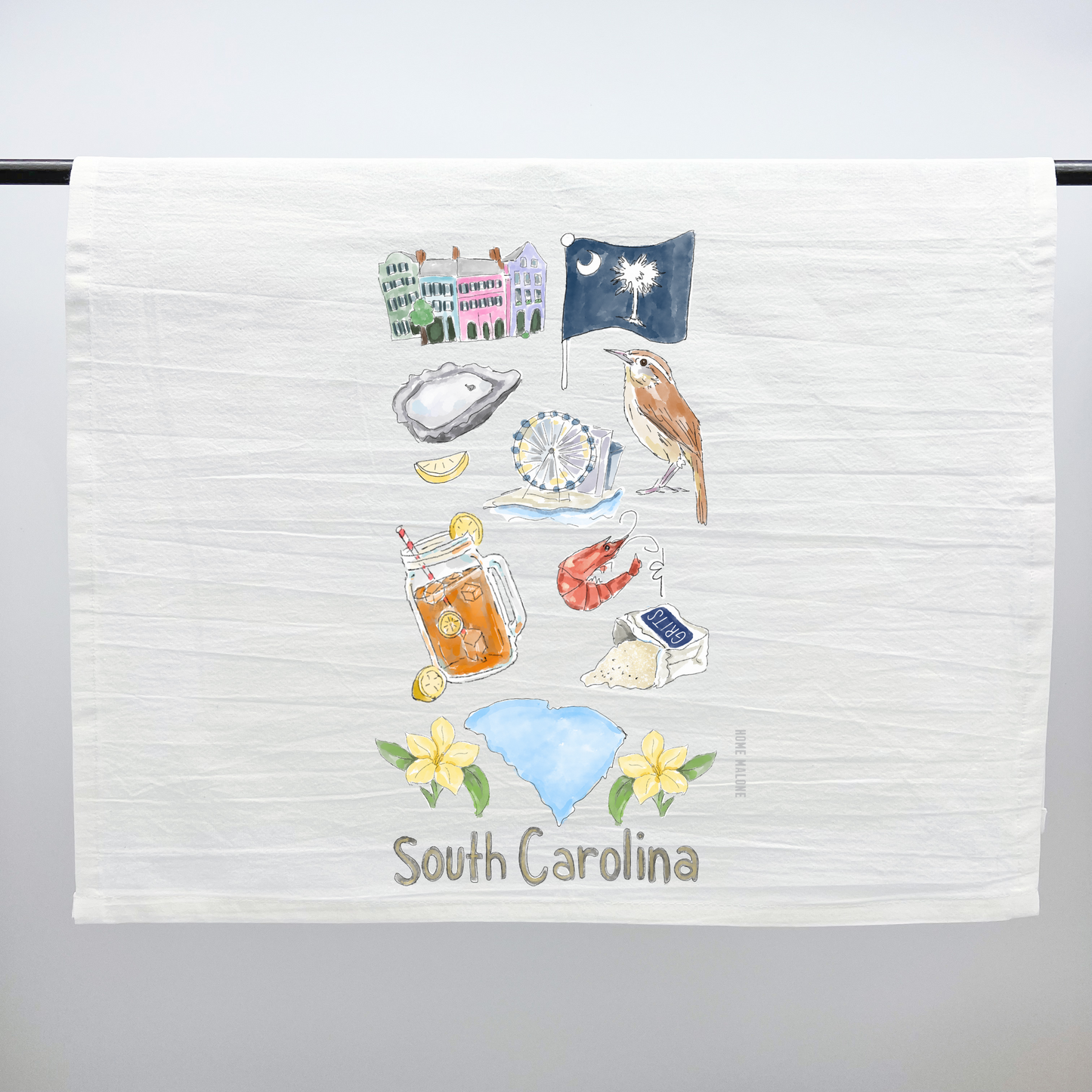 South Carolina Icons Tea Towel