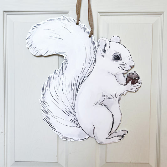 White Squirrel Door Hanger