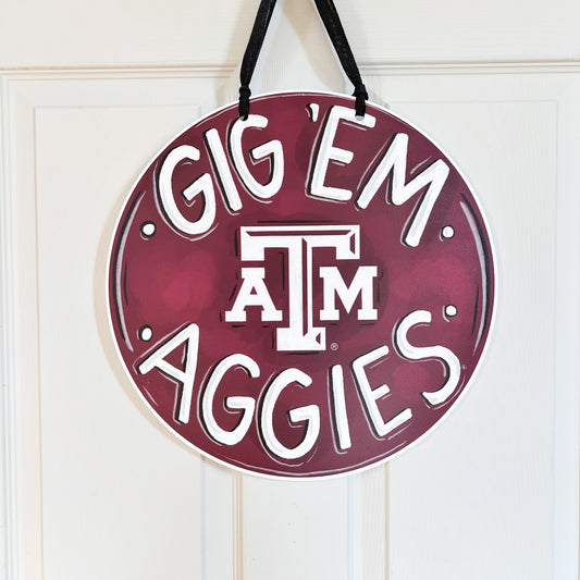 Gig Em Aggies Texas A&M Door Hanger