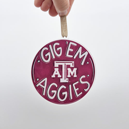 Gig Em Aggies Texas A&M Acrylic Ornament