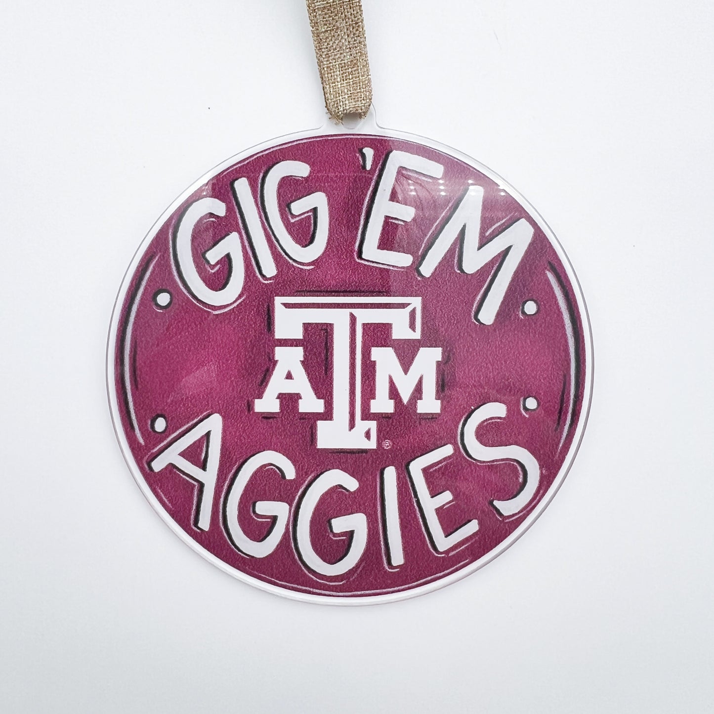 Gig Em Aggies Texas A&M Acrylic Ornament