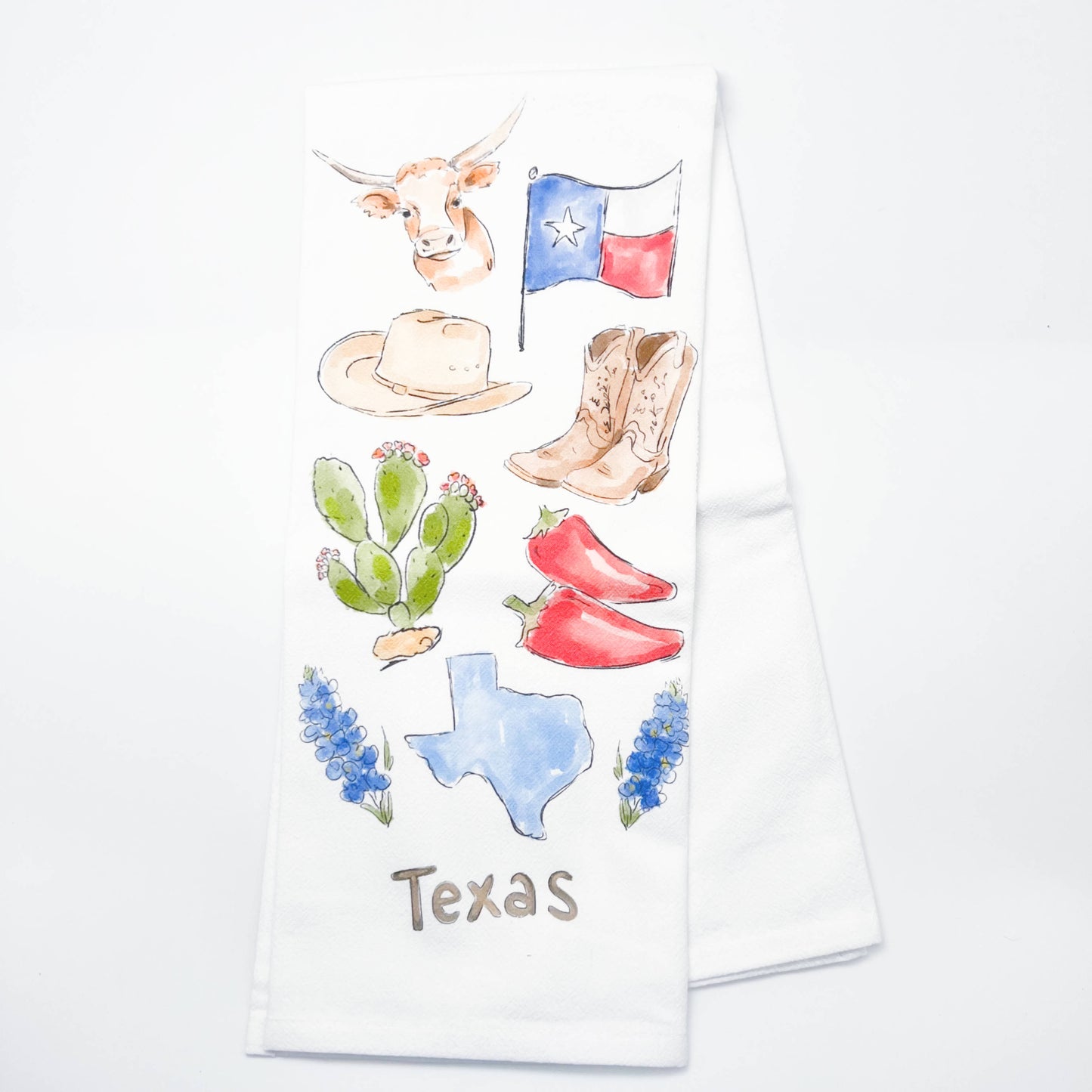 Texas Icons Tea Towel
