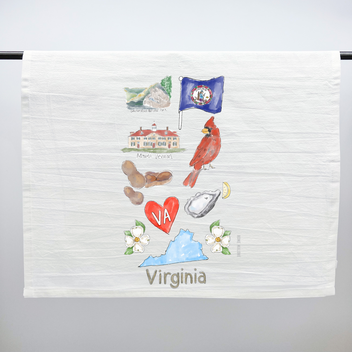 Virginia Icons Tea Towel