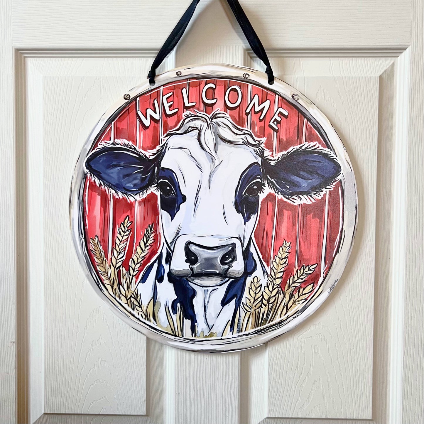 Farm Cow Welcome Door Hanger