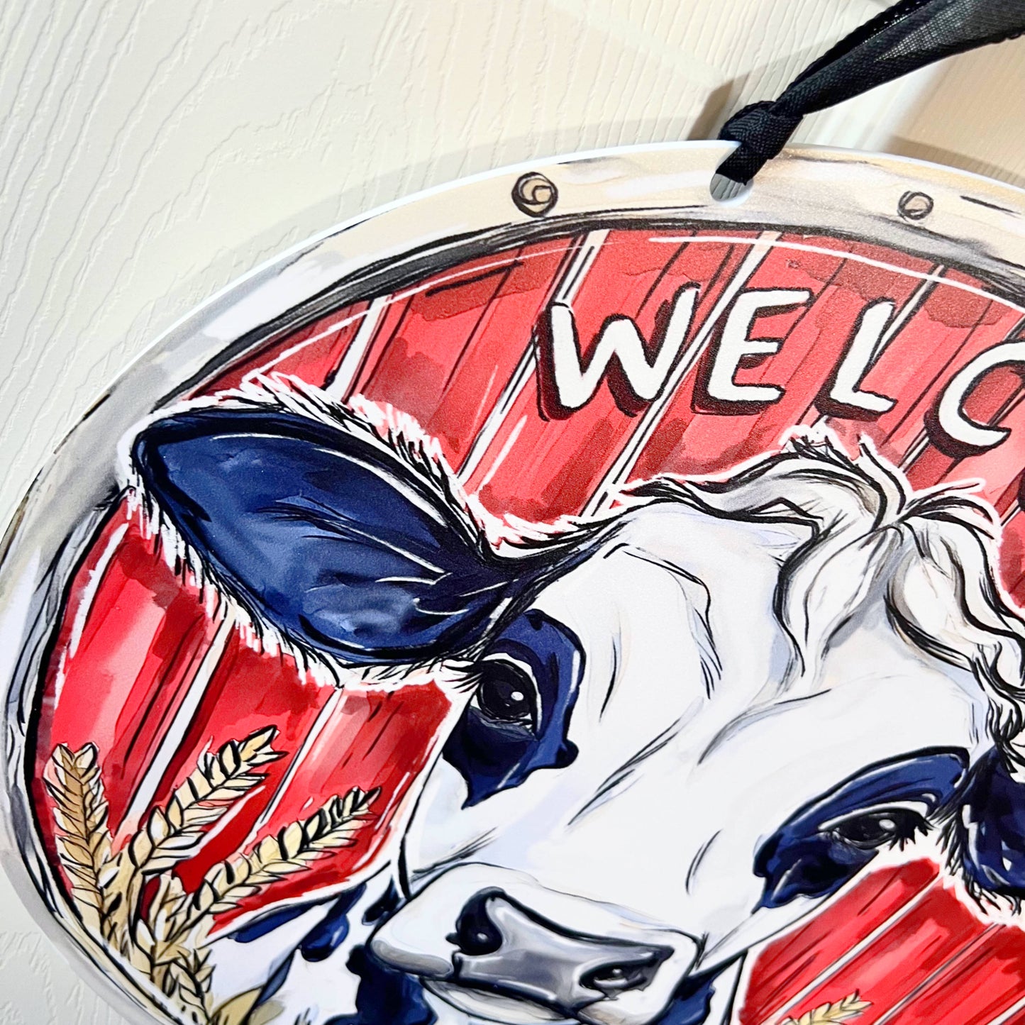 Farm Cow Welcome Door Hanger
