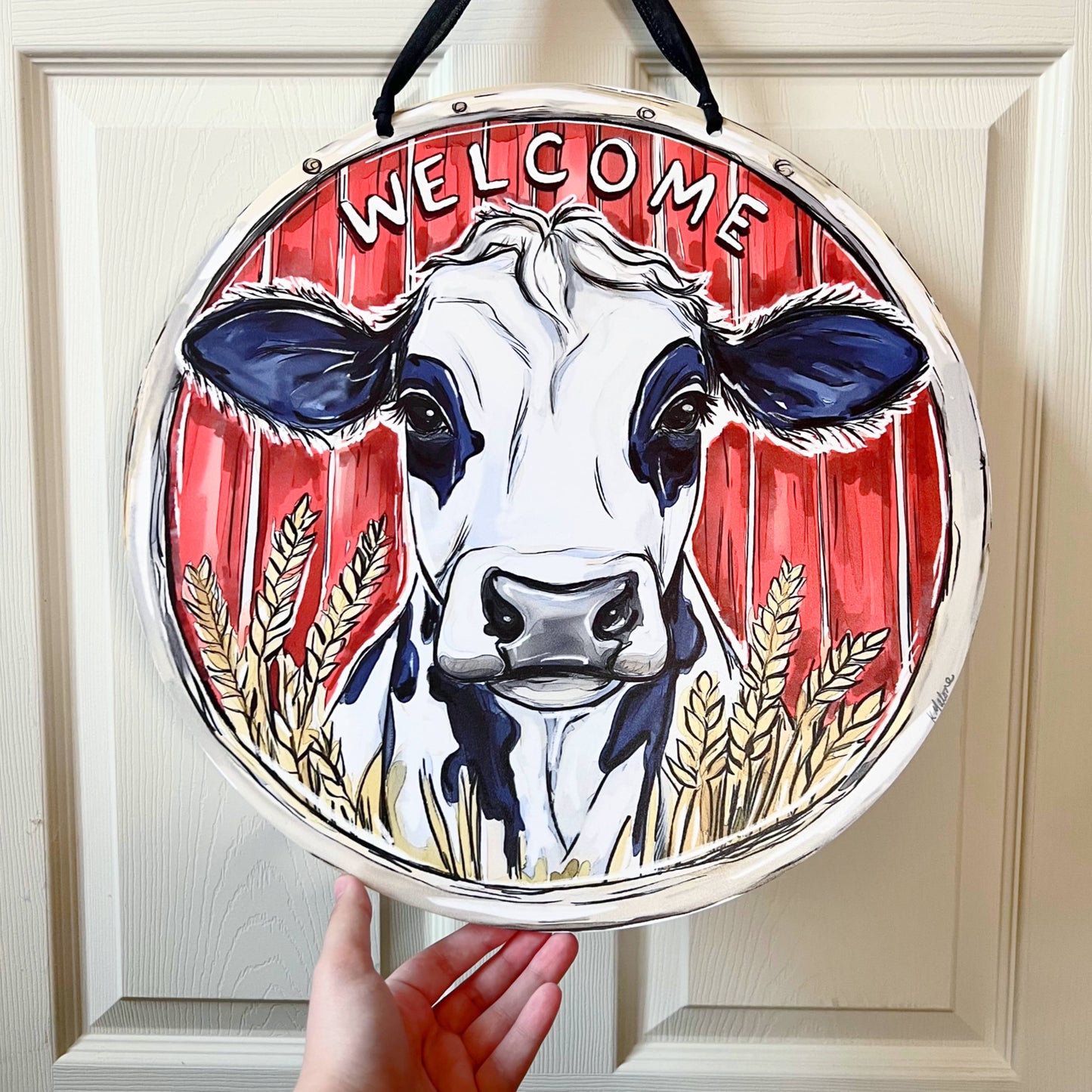 Farm Cow Welcome Door Hanger