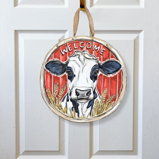 Farm Cow Welcome Door Hanger