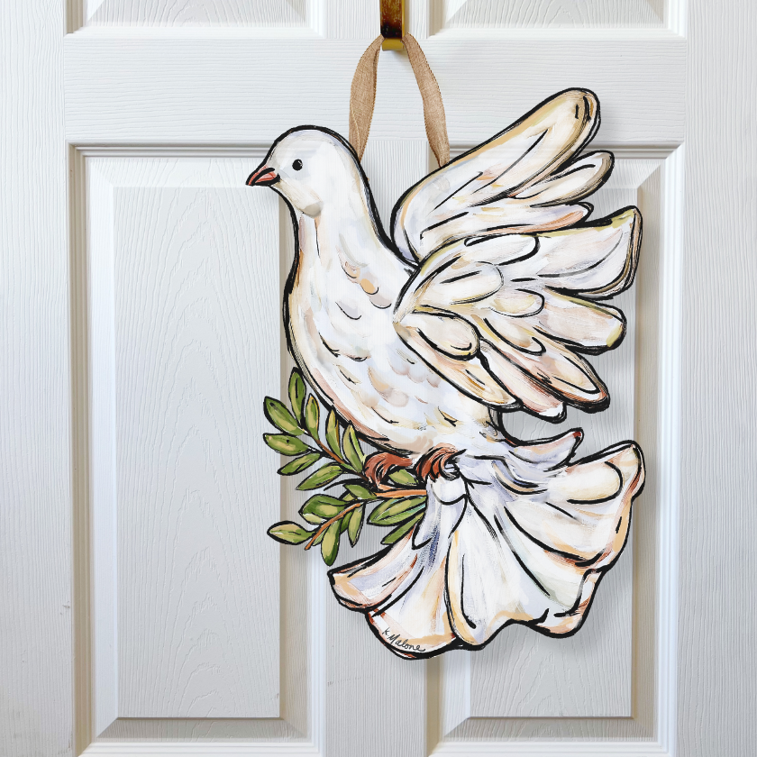 White Christmas Dove Door Hanger